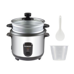 Beper 90.550 Rice Cooker, 400W, 1 L, Up to 625 g of rice, Keep Warm, Stainless Steel
