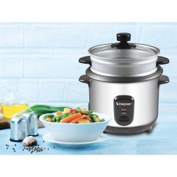 Beper 90.550 Rice Cooker, 400W, 1 L, Up to 625 g of rice, Keep Warm, Stainless Steel