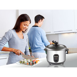 Beper 90.550 Rice Cooker, 400W, 1 L, Up to 625 g of rice, Keep Warm, Stainless Steel