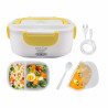 Beper 90.920G Electric Lunch Box, 40W, 1 L, Up to 60°C, 2 Removable Compartments, Indicator Light, White/Yellow