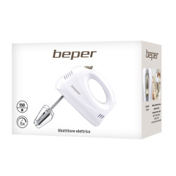 Beper BP.304 Hand Mixer, 150W, 5 speeds, Whisk release button, White