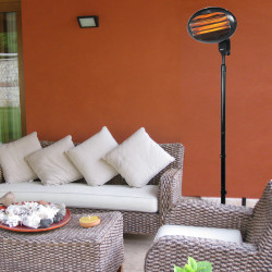 Beper P203PAN002 Quartz Patio Heater, 2000W, 3 Settings, Adjustable Head, Tip-Over Protection, IP34, Black