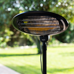 Beper P203PAN002 Quartz Patio Heater, 2000W, 3 Settings, Adjustable Head, Tip-Over Protection, IP34, Black