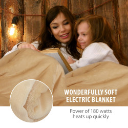 Alpina Electric Blanket, 180W, 180x130 cm, Timer, 10 Heat Settings, Remote Control, Beige