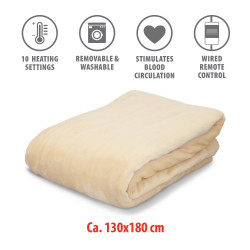 Alpina Electric Blanket, 180W, 180x130 cm, Timer, 10 Heat Settings, Remote Control, Beige