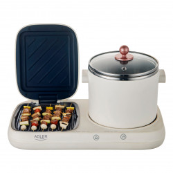Adler AD 6421 2-in-1 Breakfast Station, 1320W, 1L, Non-stick Grill, Timer, Cream