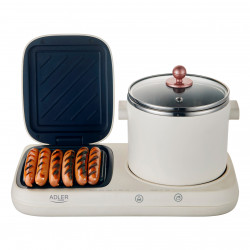 Adler AD 6421 2-in-1 Breakfast Station, 1320W, 1L, Non-stick Grill, Timer, Cream