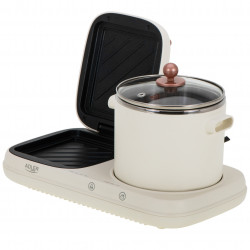 Adler AD 6421 2-in-1 Breakfast Station, 1320W, 1L, Non-stick Grill, Timer, Cream