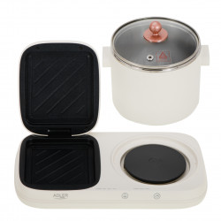 Adler AD 6421 2-in-1 Breakfast Station, 1320W, 1L, Non-stick Grill, Timer, Cream