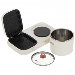 Adler AD 6421 2-in-1 Breakfast Station, 1320W, 1L, Non-stick Grill, Timer, Cream