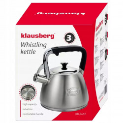 Klausberg KB 7612 Whistling Kettle, 3 L, Induction, Heat-Insulated Handle, Stainless Steel