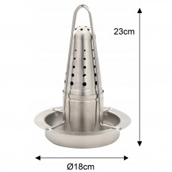 Стойка за печене на пиле Kinghoff KH 1880, Съд за подправки, Височина 23 см, Неръждаема стомана, Инокс