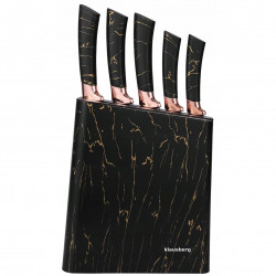 Klausberg KB 7768 Knife Set with Stand, 6 pieces, Ergonomic handles, Stainless steel, Black