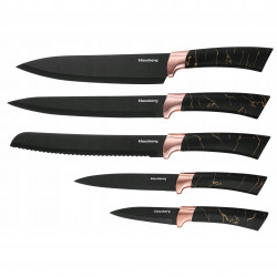 Klausberg KB 7768 Knife Set with Stand, 6 pieces, Ergonomic handles, Stainless steel, Black