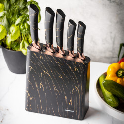 Klausberg KB 7768 Knife Set with Stand, 6 pieces, Ergonomic handles, Stainless steel, Black