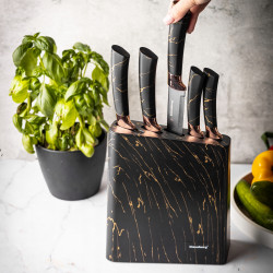 Klausberg KB 7768 Knife Set with Stand, 6 pieces, Ergonomic handles, Stainless steel, Black