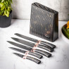 Klausberg KB 7768 Knife Set with Stand, 6 pieces, Ergonomic handles, Stainless steel, Black