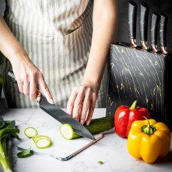 Klausberg KB 7768 Knife Set with Stand, 6 pieces, Ergonomic handles, Stainless steel, Black