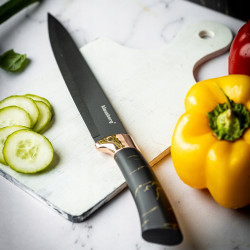 Klausberg KB 7768 Knife Set with Stand, 6 pieces, Ergonomic handles, Stainless steel, Black