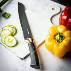 Klausberg KB 7768 Knife Set with Stand, 6 pieces, Ergonomic handles, Stainless steel, Black