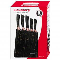 Set cutite cu suport Klausberg KB 7768, 6 piese, Manere ergonomice, Otel inoxidabil, Negru