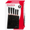 Klausberg KB 7768 Knife Set with Stand, 6 pieces, Ergonomic handles, Stainless steel, Black