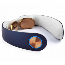 Medivon Ultra EMS Neck Massager, Electrical Muscle Stimulation, 3D Adjustment, 4 Modes, Remote Control, Heating, Timer, White/Blue