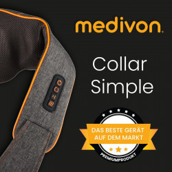 Medivon Collar Simple MD-R1505 Shiatsu Massager, 18 W, 8 Heads, Timer, Force Control, Heat Function, Gray
