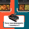 Двоен фритюрник с горещ въздух Cosori Dual Blaze TwinFry CAF-TF101S, 10 л, 6 програми, Разделител на кошниците, ThermoIQ, Черен