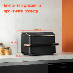 Двоен фритюрник с горещ въздух Cosori Dual Blaze TwinFry CAF-TF101S, 10 л, 6 програми, Разделител на кошниците, ThermoIQ, Черен