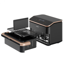 Cosori Dual Blaze TwinFry CAF-TF101S Double Hot Air Fryer, 10 L, 6 Programs, 35–240°C, Timer, ThermoIQ, Synchronized Cooking and Shut-Off, Black