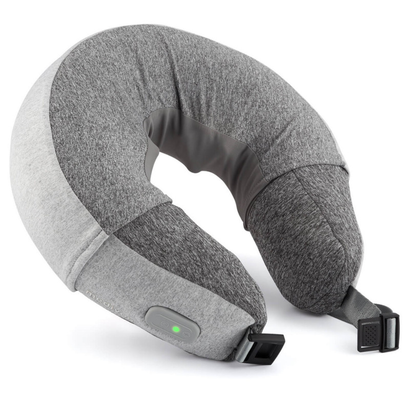 Medivon Puffy Shiatsu Neck Massager, Heating, 2 Speeds, Quiet Operation, Auto Shut-Off, USB, Gray