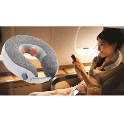 Medivon Puffy Shiatsu Neck Massager, Heating, 2 Speeds, Quiet Operation, Auto Shut-Off, USB, Gray