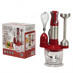 Blender cu tocator si tel Royalty Line RL-ESMS800, 800W, 0.6L, 2 viteze, Atasament metalic, Rosu