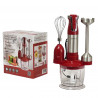 Blender cu tocator si tel Royalty Line RL-ESMS800, 800W, 0.6L, 2 viteze, Atasament metalic, Rosu