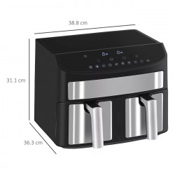 Friteuza cu aer cald Royalty Line RL-AF5409 2400W, 8 l, 2 cosuri, 10 programe, Timer, Auto shut-off, Negru