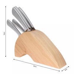 Комплект ножове със стойка Kinghoff KH 1151, 6 части, Удобни дръжки, Неръждаема стомана, Инокс