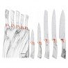Klausberg KB 7769 Knife Set with Stand, 6 pieces, Ergonomic handles, Stainless steel, White marble