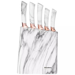 Klausberg KB 7769 Knife Set with Stand, 6 pieces, Ergonomic handles, Stainless steel, White marble