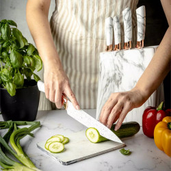 Klausberg KB 7769 Knife Set with Stand, 6 pieces, Ergonomic handles, Stainless steel, White marble