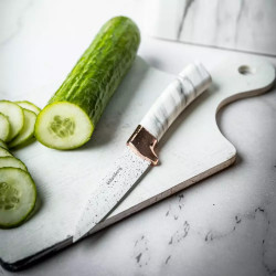 Klausberg KB 7769 Knife Set with Stand, 6 pieces, Ergonomic handles, Stainless steel, White marble