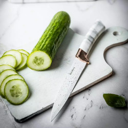 Klausberg KB 7769 Knife Set with Stand, 6 pieces, Ergonomic handles, Stainless steel, White marble