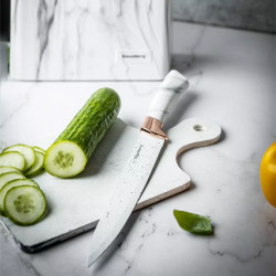 Klausberg KB 7769 Knife Set with Stand, 6 pieces, Ergonomic handles, Stainless steel, White marble