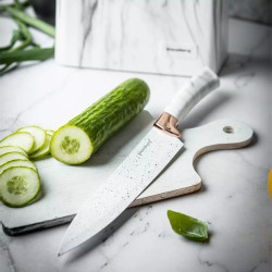 Klausberg KB 7769 Knife Set with Stand, 6 pieces, Ergonomic handles, Stainless steel, White marble