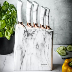 Klausberg KB 7769 Knife Set with Stand, 6 pieces, Ergonomic handles, Stainless steel, White marble