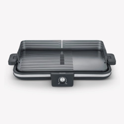 Gratar electric Severin PG 8564, 2 zone, 2300W, 230°C, Termostat, Tava pentru grasime, Negru/Inox