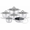 Rosberg R51210L12 Cookware Set, 12 pieces, Multi-layer base, 2.0/6.5 liters, Induction-compatible, Stainless steel