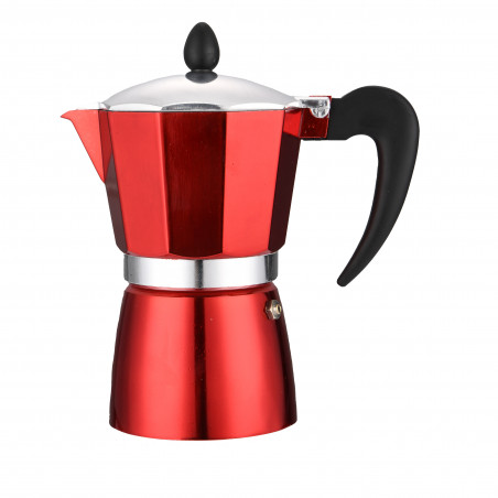 Rosberg R51173BP6 Cuban Coffee Maker, 6 cups, 300 ml, Aluminum, Red