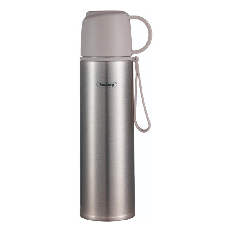 Rosberg R52010F Thermos, 500 ml, Cup Lid, Stainless Steel, Gray