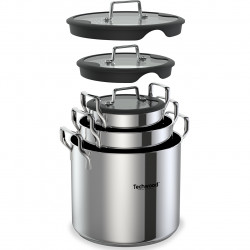 Set 3 oale Techwood TSI-606CA, 6 piese, Capac, Inductie, Inox
